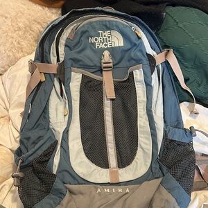 The North Face Blue and Light Gray Amira Backpack